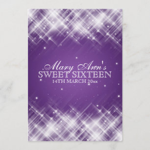 Sweet sixteen Glamoral Sparks Lila Inbjudningar