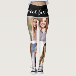 Sweet sixteen Gnistra: Anpassningsbar Photo Collag Leggings