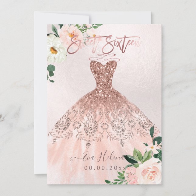 Sweet sixteen, Gnistra Gown, Faux Ro Guld kort (Framsida)
