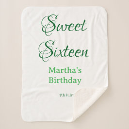 Sweet Sixteen green name date calligraphy boho ret