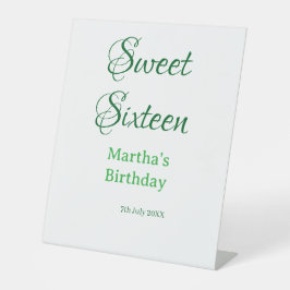 Sweet Sixteen green name date calligraphy boho ret