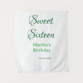Sweet Sixteen green name date calligraphy boho ret