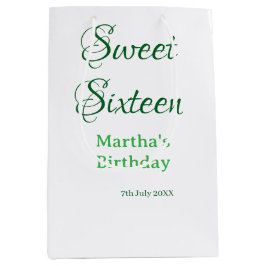 Sweet Sixteen green name date calligraphy boho ret