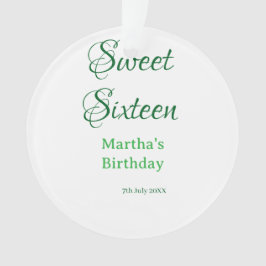 Sweet Sixteen green name date calligraphy boho ret