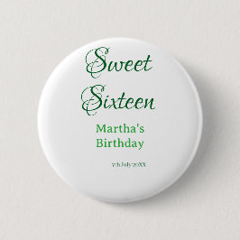 Sweet Sixteen green name date calligraphy boho ret Knapp