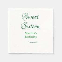 Sweet Sixteen green name date calligraphy boho ret Pappersservett