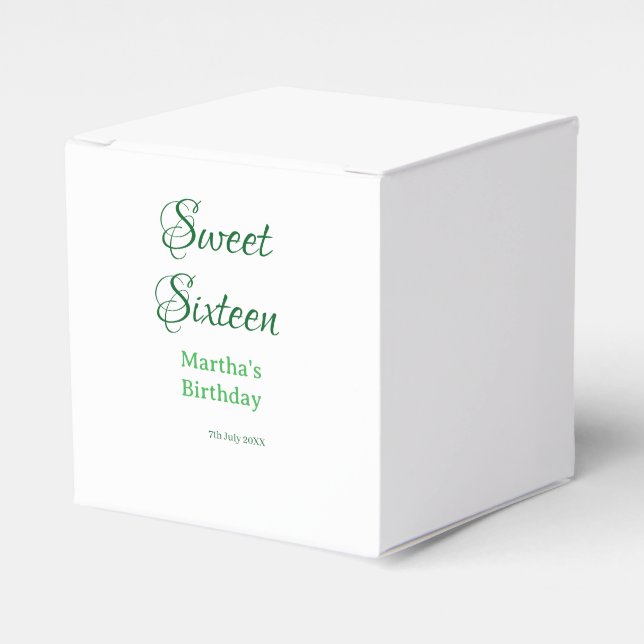 Sweet Sixteen green name date calligraphy boho ret Presentaskar (Framsidan Sidan)