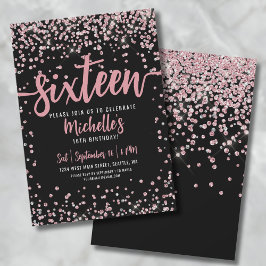 Sweet sixteen Guld Glitter 16:e födelsedag i Rosa  Inbjudningar