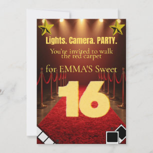 Sweet Sixteen Hollywood Glam Inbjudan – Svart &