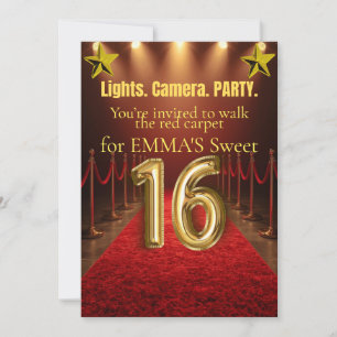 Sweet Sixteen Hollywood Glam Inbjudan – Svart &