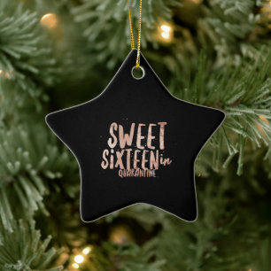 Sweet sixteen i karantän julgransprydnad keramik