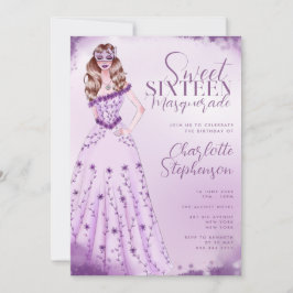 Sweet sixteen Illustration av vattenfärg i maskera Inbjudningar