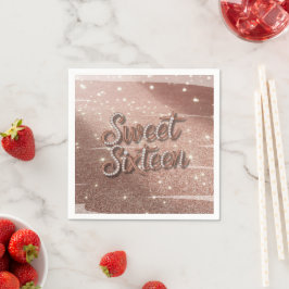 Sweet Sixteen In Rose Gold and Pearls Pappersservett