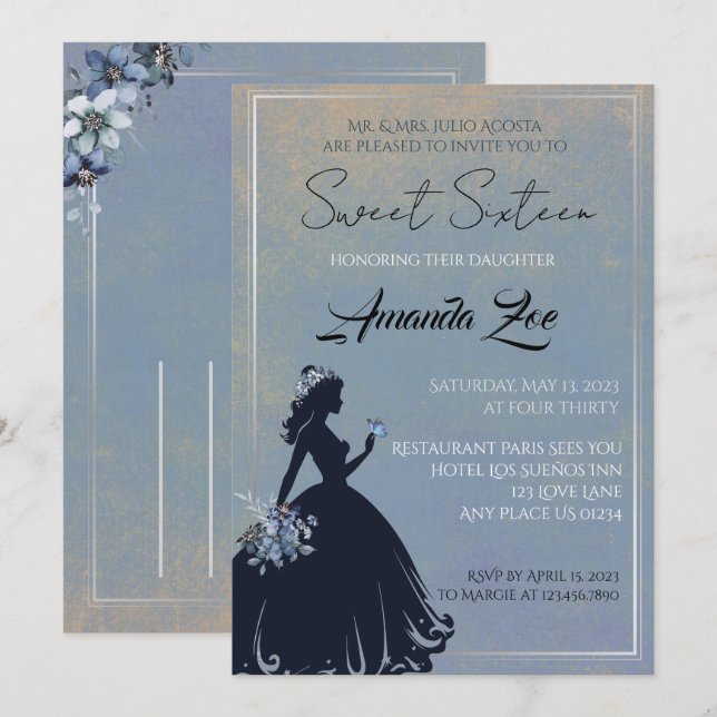 Sweet sixteen inbjudan (Fram/baksida)