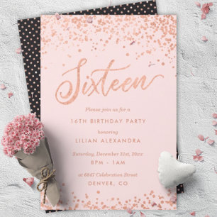 Sweet sixteen inbjudan till Faux Foil från Ro Guld