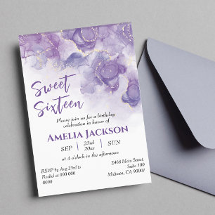 Sweet sixteen lavender & lila blommigt födelsedag inbjudningar