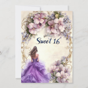 Sweet sixteen Lila Dress Rosa Blommigt  Inbjudningar