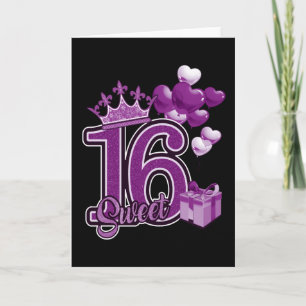 Sweet sixteen Lila på födelsedagen Kort