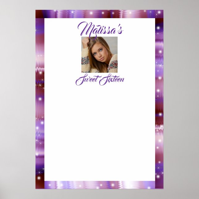 Sweet sixteen, Lila Satin, Anpassningsbar Photo Poster (Framsidan)