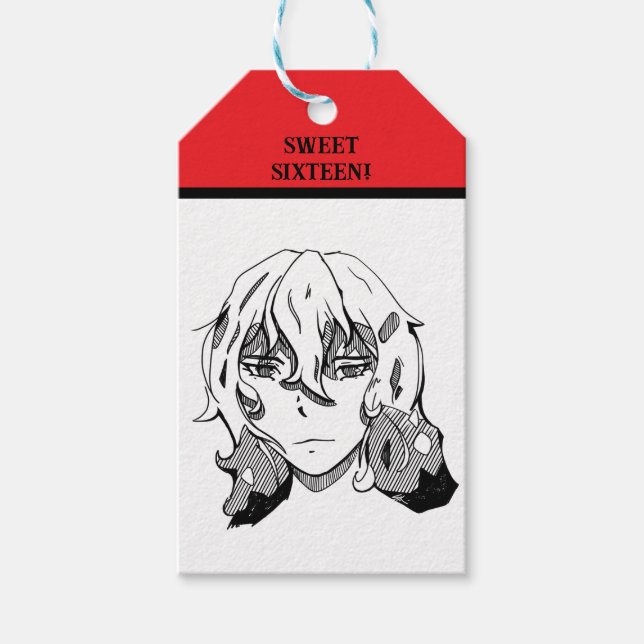 Sweet Sixteen Lineart Presentetikett (Framsidan)