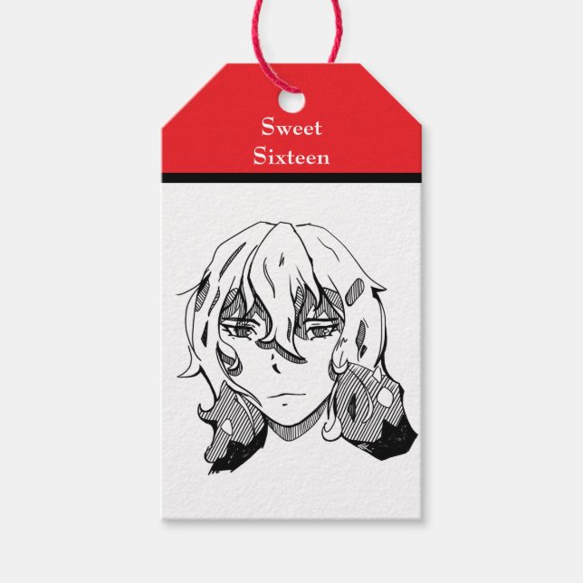 Sweet Sixteen Lineart Presentetikett (Framsidan)
