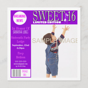 Sweet sixteen magazine stil PERSONALIZE Inbjudningar