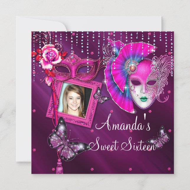 Sweet sixteen, Masqueraad Boll, Mard Gras Inbjudningar (Framsida)
