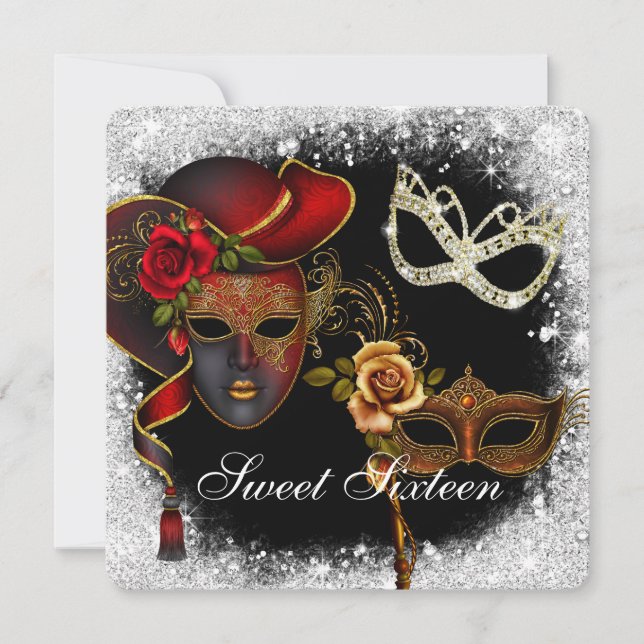 Sweet sixteen Masquerad, inbjudan till Mardi Gras (Framsida)