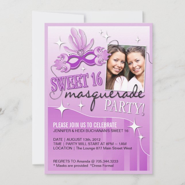 SWEET SIXTEEN MASQUERADE-INVIKTER INBJUDNINGAR (Framsida)