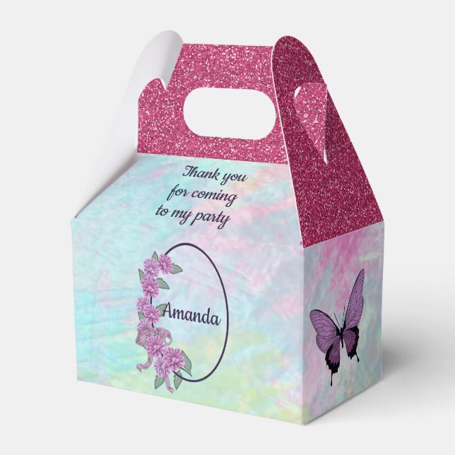 Sweet sixteen med sötärter och fjäril presentaskar (Framsidan Sidan)