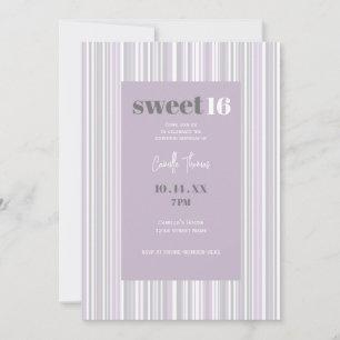 Sweet sixteen Mjuk Lila och Grått Rand Inbjudningar