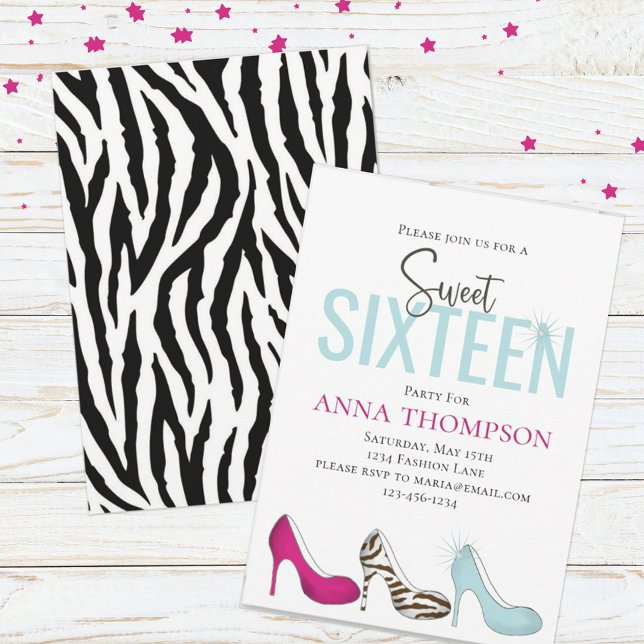 Sweet sixteen Modern Glam Girly Birthday Inbjudningar (Skapare uppladdad)