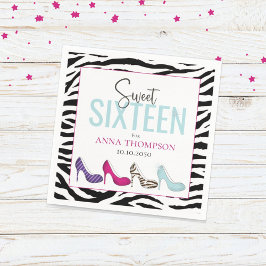 Sweet sixteen Modern Glam Girly Birthday Pappersservett