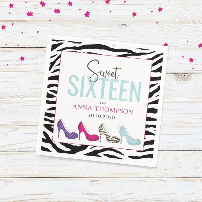 Sweet sixteen Modern Glam Girly Birthday Pappersservett (Skapare uppladdad)
