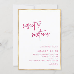 Sweet sixteen Modern Rosa i faux-golvplan i Inbjudningar