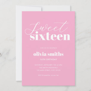 Sweet sixteen moderna Rosa 16:e födelsedag Inbjudningar