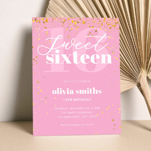 Sweet sixteen moderna Rosa 16:e födelsedag Inbjudningar