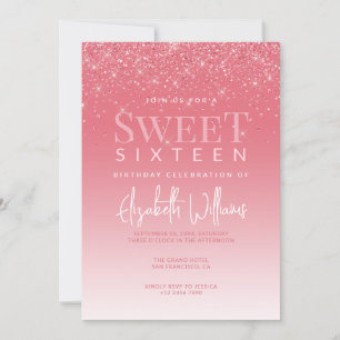 Sweet sixteen om glam Glitter vid ro Guld Inbjudningar