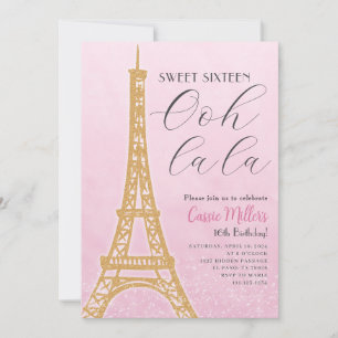 Sweet sixteen Paris Födelsedagsfest inbjudan