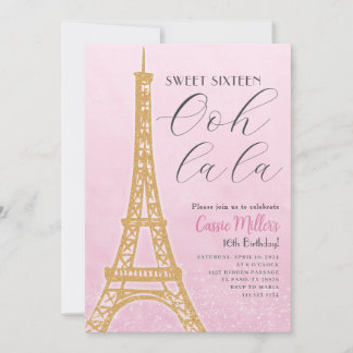 Sweet sixteen Paris Födelsedagsfest inbjudan