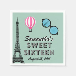 Sweet sixteen Paris Theme Birthday Pappersservett
