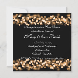 Sweet sixteen Party Hollywood Glam Guld Inbjudningar