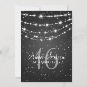 sweet sixteen Party mousserande chain Black Inbjudningar