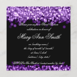 Sweet sixteen Party Shimming Lila Ljus Inbjudningar