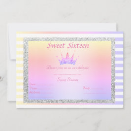 SWEET SIXTEEN PASTEL RAND TIARA BIRTHDAY INBJUDAN