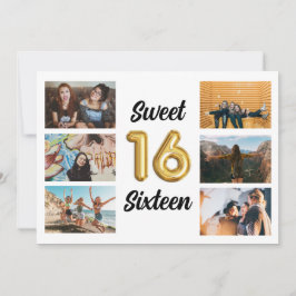 Sweet sixteen Photo Collage Födelsedagsfest Inbjudningar