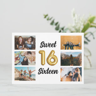 Sweet sixteen Photo Collage Födelsedagsfest Inbjudningar