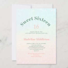 Sweet sixteen Photo Glitter Modern Chic Birthday Inbjudningar