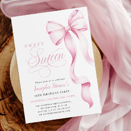 Sweet Sixteen Pink Bow Invitation Inbjudningar