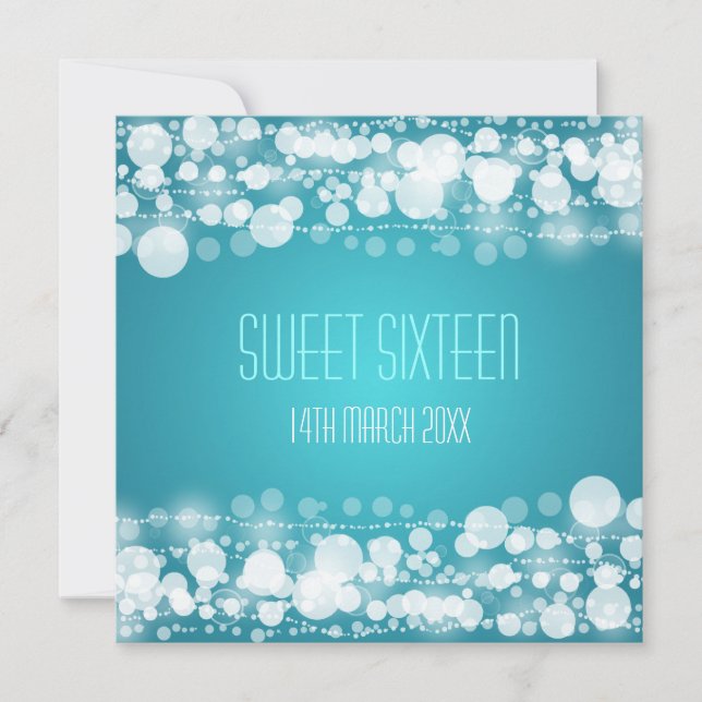 Sweet sixteen-punktsblått Dekoration Inbjudningar (Framsida)